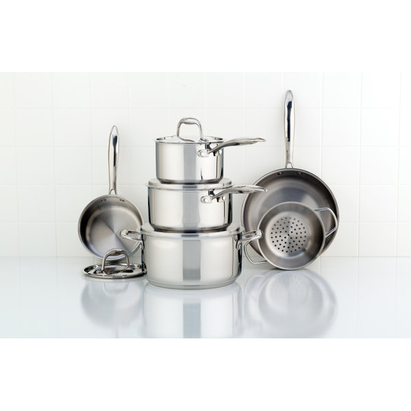 Meyer 10 Piece Stainless Steel Cookware Set Reviews Wayfair Canada   Meyer 10 Piece Stainless Steel Cookware Set 